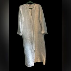 Diamond Tea Womens Robe Size Medium White Half Zipper Crinkled Texture Pockets